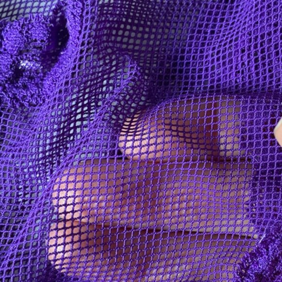 NWOT Victoria's Secret Vintage Purple Lace Fishnet Lace-Up Corset Cheeky LARGE - Picture 12 of 12